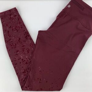 Lululemon Maroon Red Special Ed. Speed Wunder Mid-Rise 28" Speckle Shine
